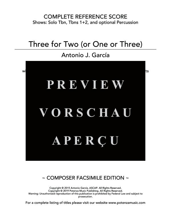 Product gallery: Page 3 of 11 Three for Two (or One or Three), , (Trombone trio solo trombone, 2x trombone percussion opt.)