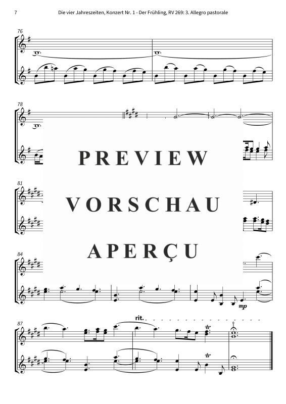 Produktgalerie: Seite 9 von 9 Die vier Jahreszeiten, Konzert Nr. 1 - Der Frühling - 3. Allegro pastorale, The Twiolins, (Geige)