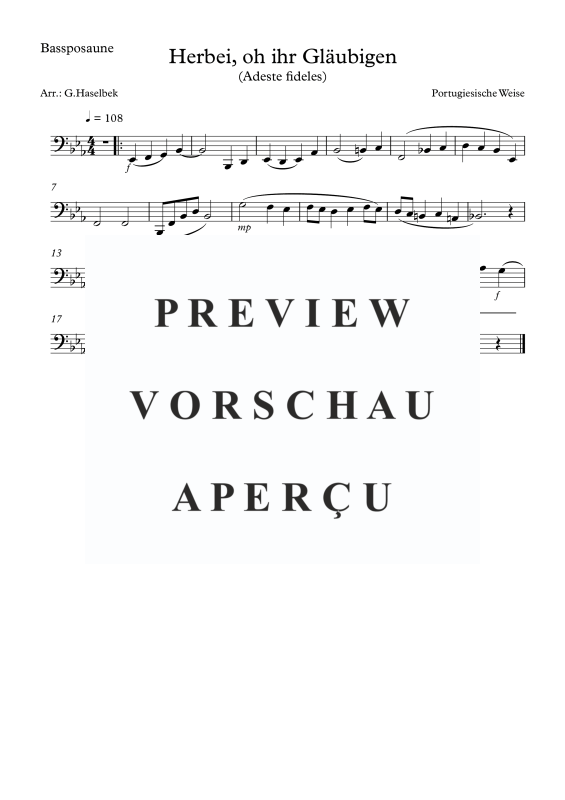 Produktgalerie: Seite 7 von 7 Herbei, oh ihr Gläubigen - Adeste fideles, , (Posaunen Quartett)