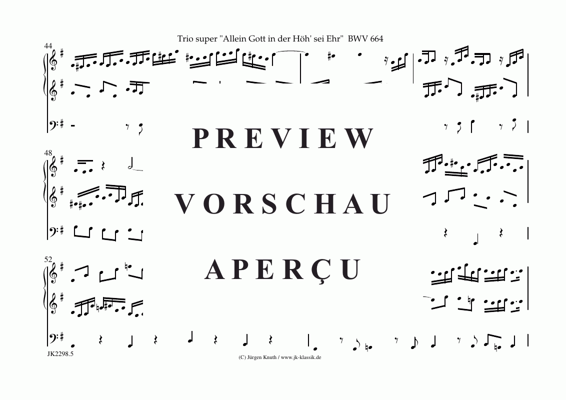 Produktgalerie: Seite 6 von 10 Trio super Allein Gott in der Höh´ sei Ehr BWV 664 G-Dur , , (Orgel Solo)