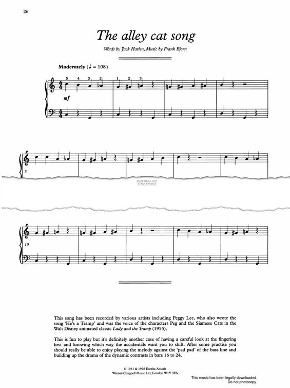 Produktgalerie: Seite 1 von 1 The Alley Cat Song, Frank Bjorn, Klavier