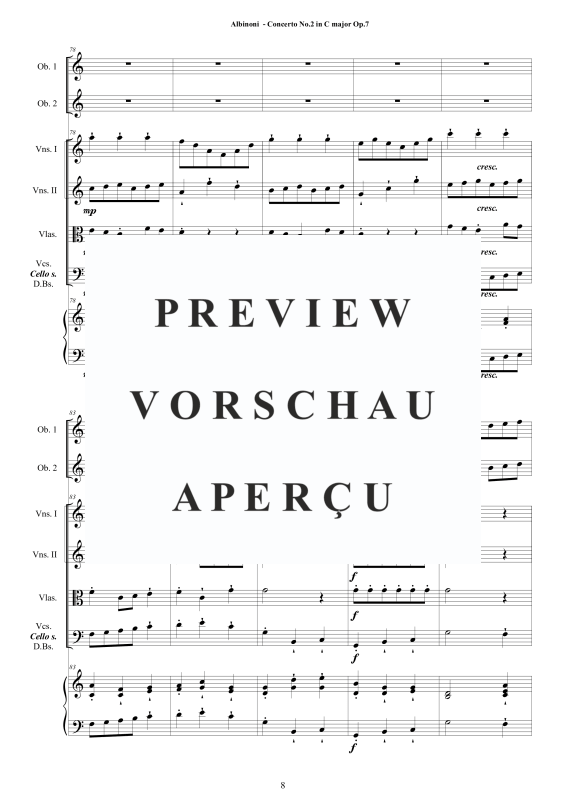 Product gallery: Page 9 of 11 Concerto No.2 in C-Dur Op.7, , 2 Solo Oboes, String Ensemble, and Harpsichord (Bc)