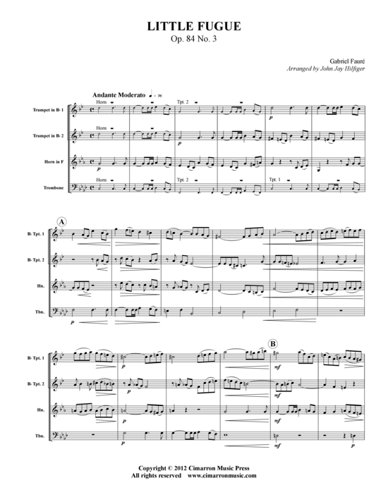 Produktbild zu: Kleine Fuge Op. 84 No. 3 Gabriel Faure  (arr. John J. Hilfiger)