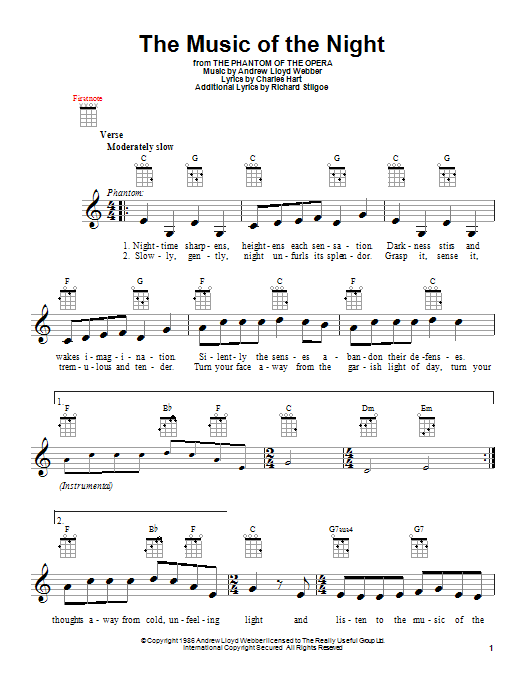 Product gallery: Page 1 of 1 The Music Of The Night (from The Phantom Of The Opera), Andrew Lloyd Webber