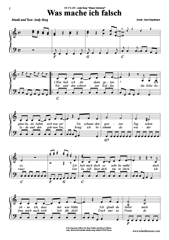 Produktgalerie: Seite 1 von 4 Was mache ich falsch , Andy Borg, Klavier und Gesang