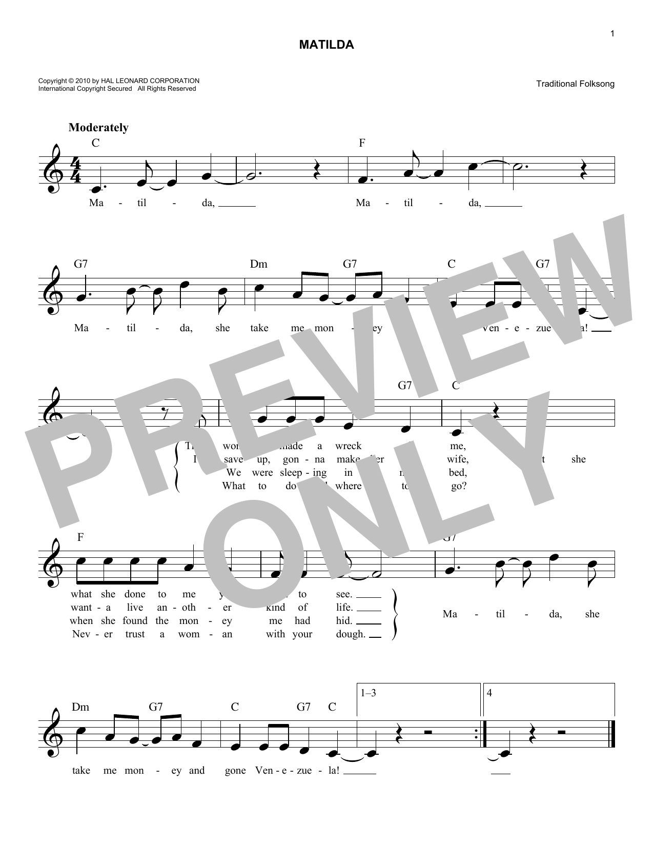 Produktgalerie: Seite 1 von 1 Matilda, Traditional Folk Song