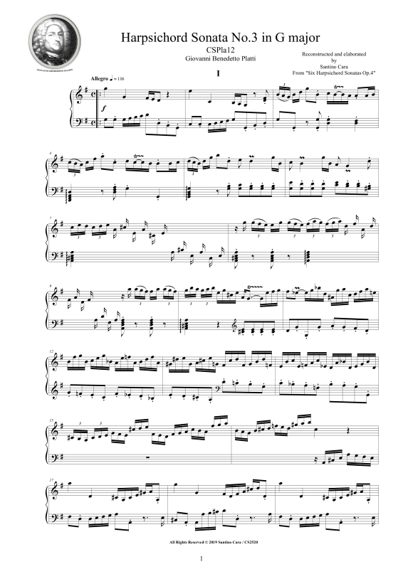 Produktbild zu: Cembalo Sonate Nr. 3 in G-Dur, Op.4Giovanni Benedetto Platti