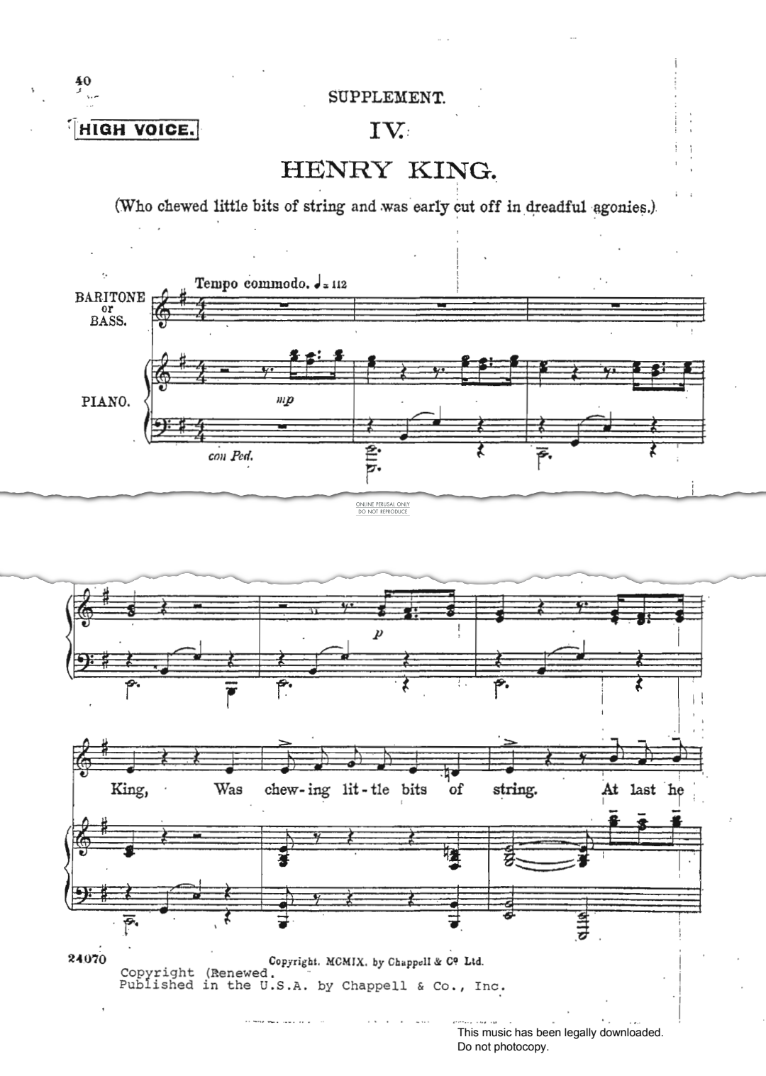Produktbild zu: Henry King (from 'Four Cautionary Tales And A Moral')