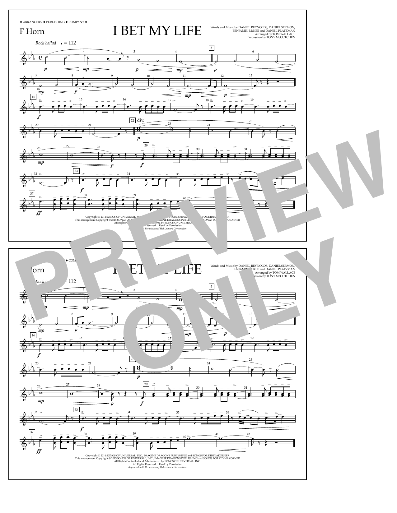 Produktgalerie: Seite 1 von 1 I Bet My Life - F Horn, Tom Wallace, Ensemble