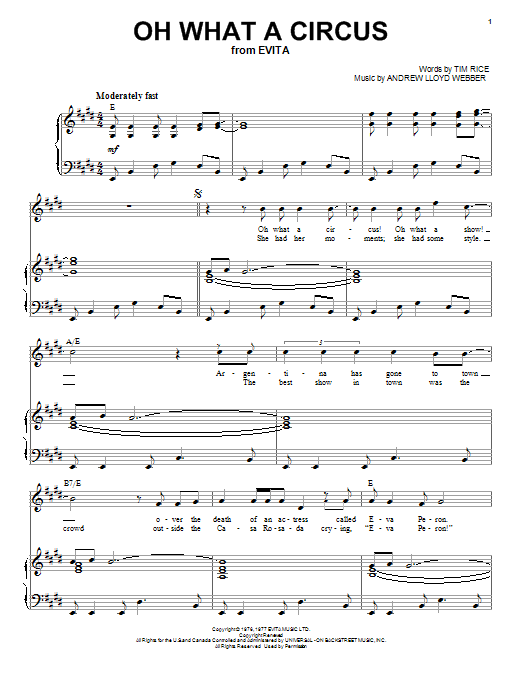 Produktbild zu: Oh What A Circus (from Evita)