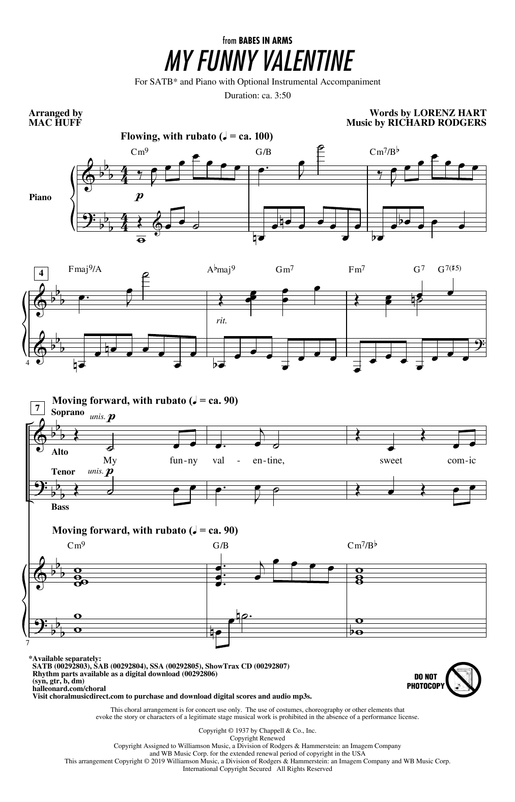 Produktbild zu: My Funny Valentine (arr. Mac Huff)