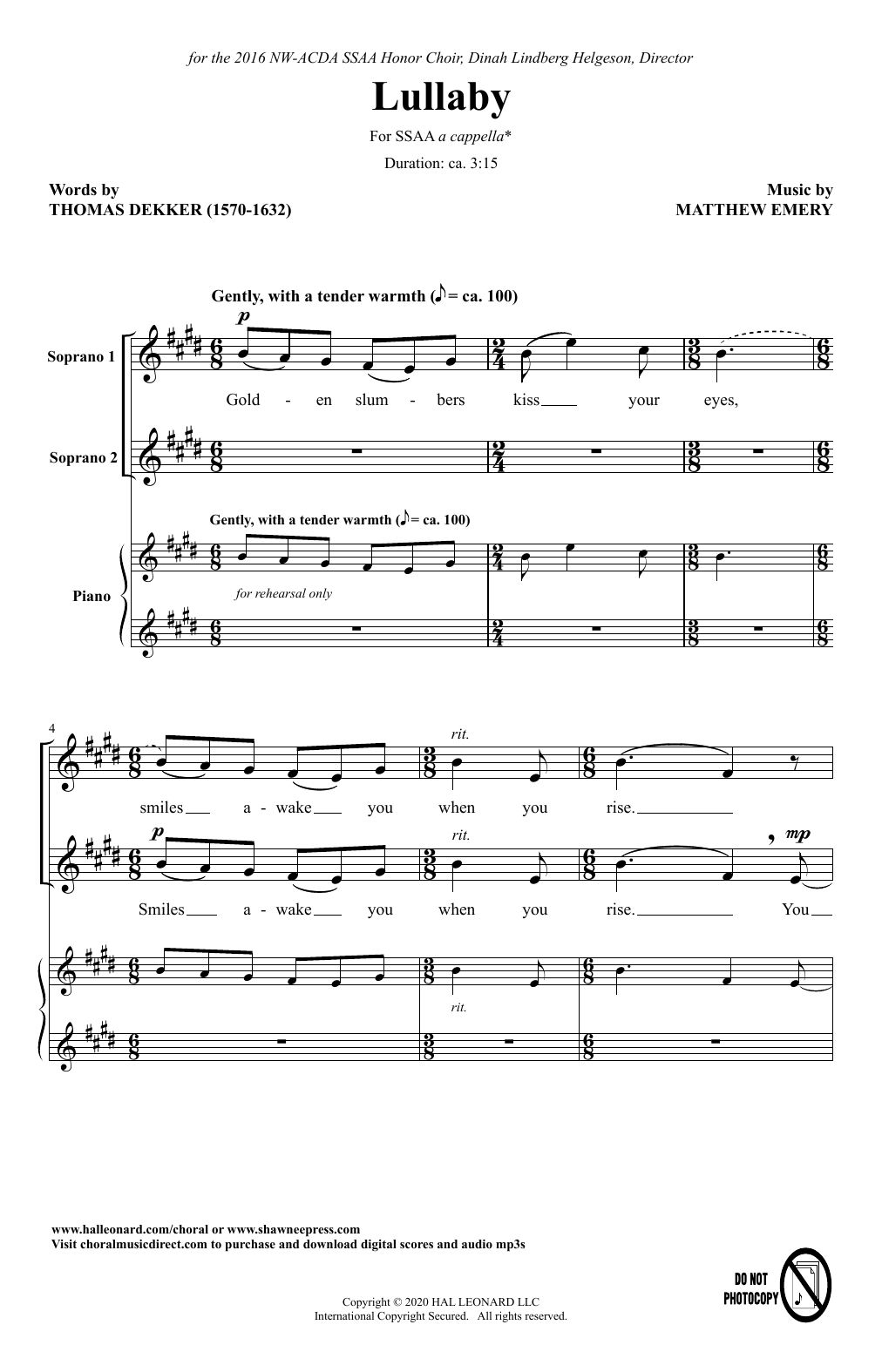 Product gallery: Page 1 of 1 Lullaby, Thomas Dekker and Matthew Emery