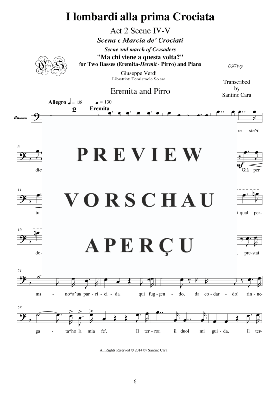 Produktgalerie: Seite 7 von 9 I Lombardi - (Act 2-IV-V) - Ma chi viene a questa volta, , Bass Duett und Klavier