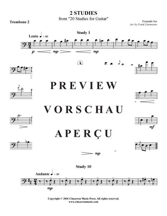 Product gallery: Page 8 of 13 Zwei Studien (1 and 10) , , Trombone Quartet