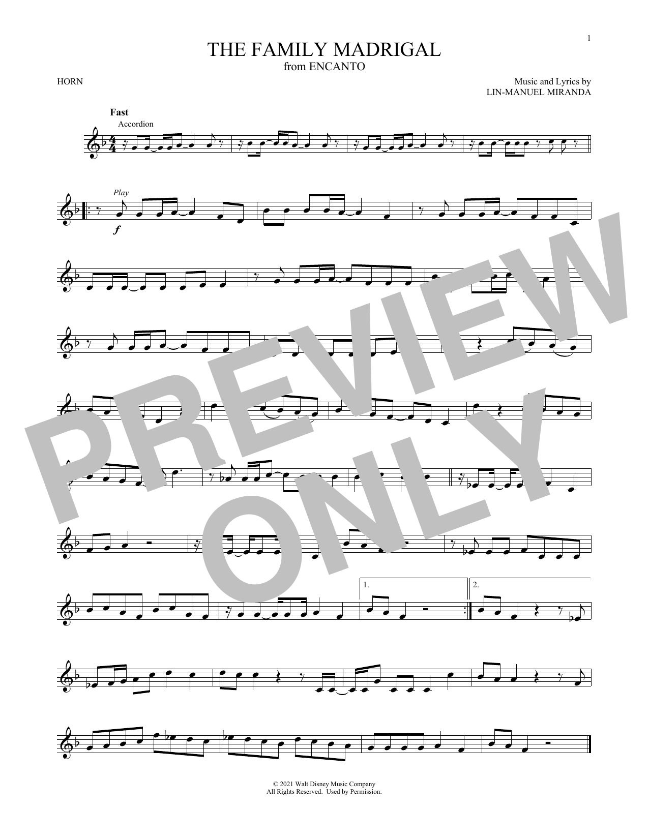 Produktgalerie: Seite 1 von 1 The Family Madrigal (from Encanto), Lin-Manuel Miranda, Horn