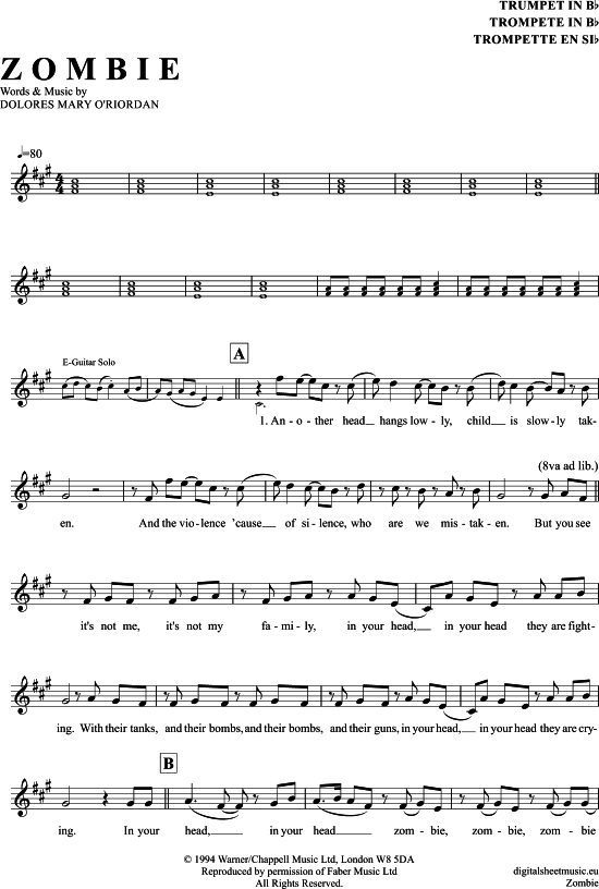 Produktgalerie: Seite 1 von 4 Zombie , Cranberries, The, Trompete in B