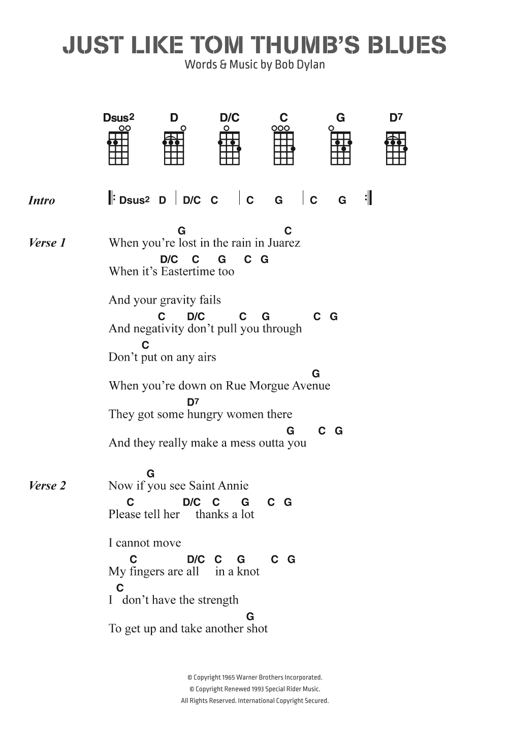Produktgalerie: Seite 1 von 1 Just Like Tom Thumb's Blues, Bob Dylan, Gesang, Gitarre, Klavier