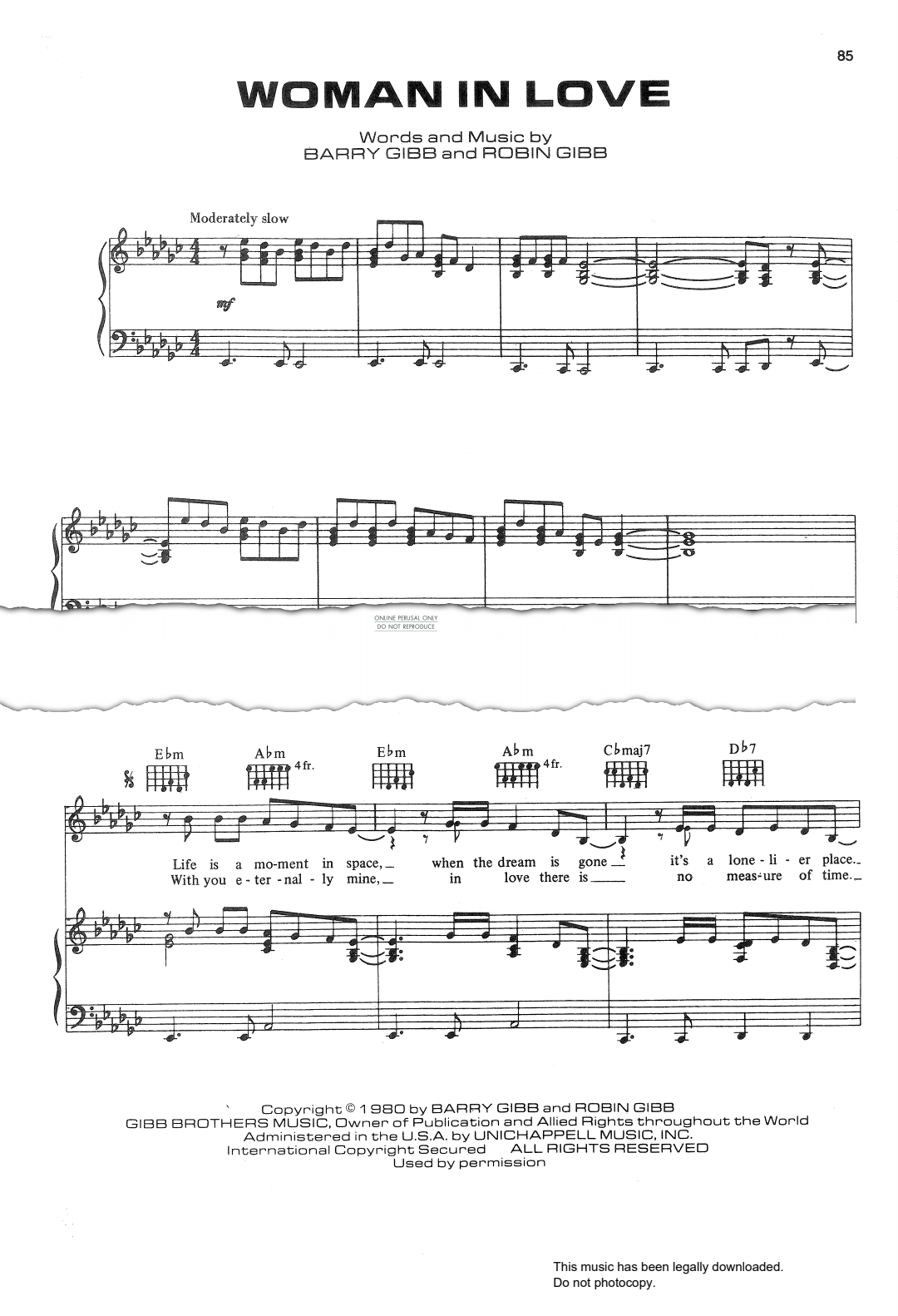 Produktgalerie: Seite 1 von 1 Woman In Love, Barbra Streisand, Gesang, Gitarre, Klavier