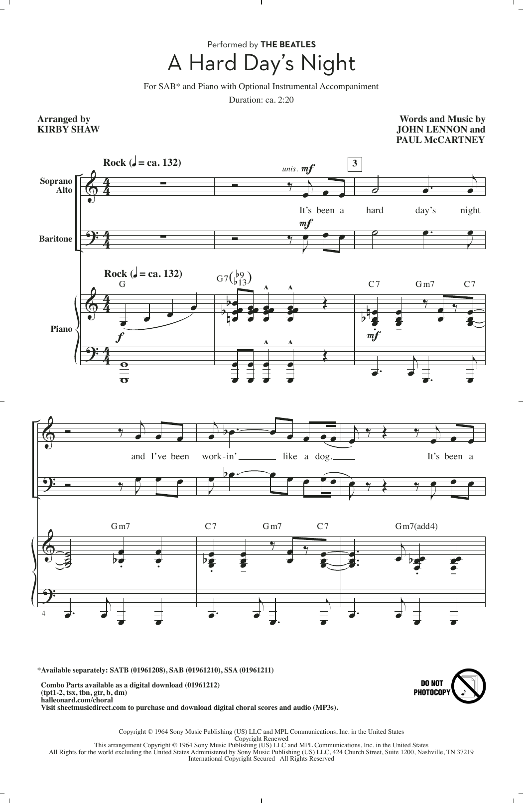 Produktgalerie: Seite 1 von 1 A Hard Day's Night (arr. Kirby Shaw), The Beatles, Chor