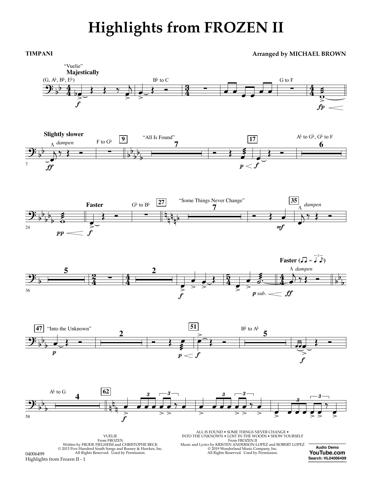 Produktbild zu: Highlights from Disney's Frozen 2 (arr. Michael Brown) - Timpani