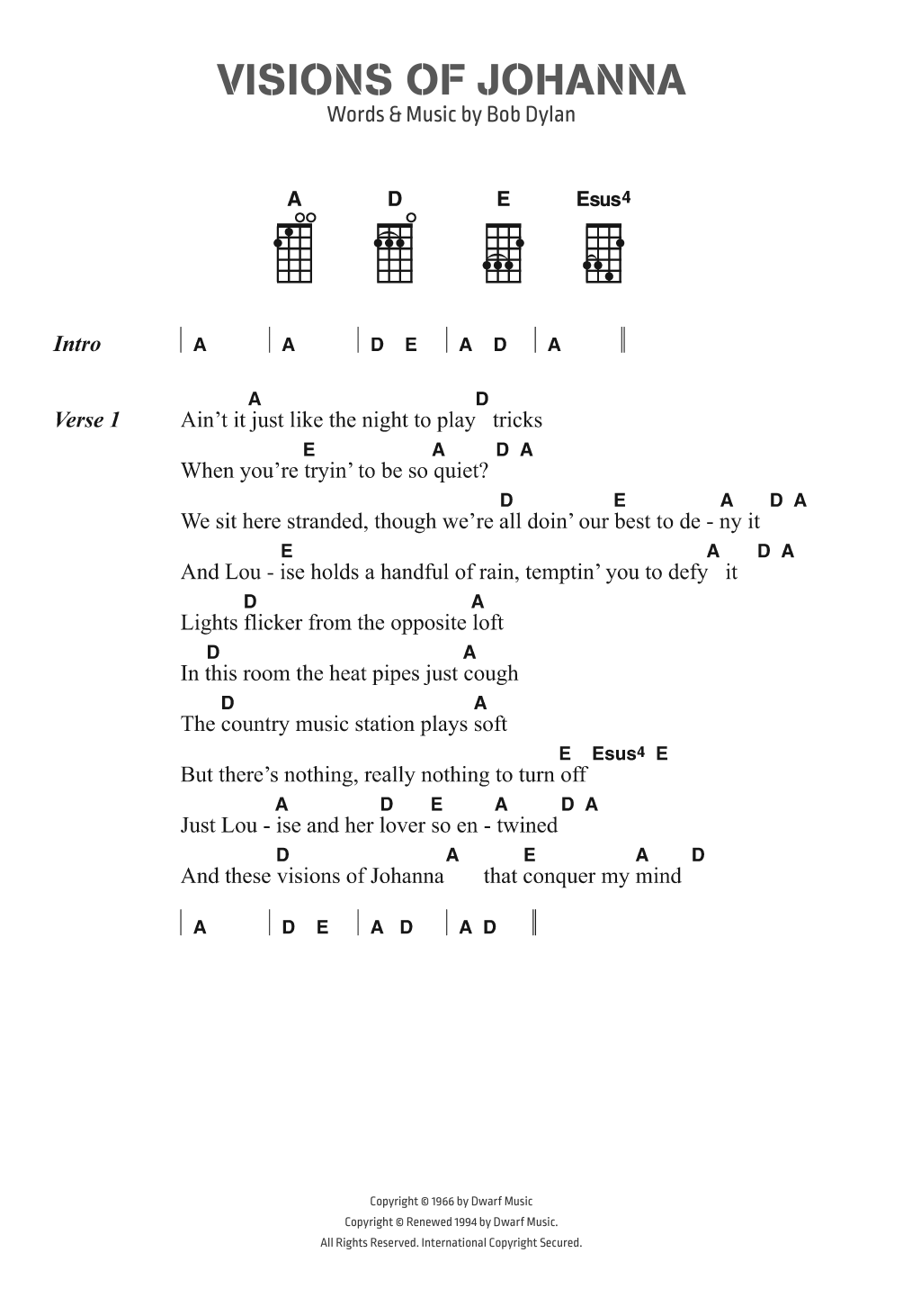 Produktgalerie: Seite 1 von 1 Visions Of Johanna, Bob Dylan, Gesang, Gitarre, Klavier