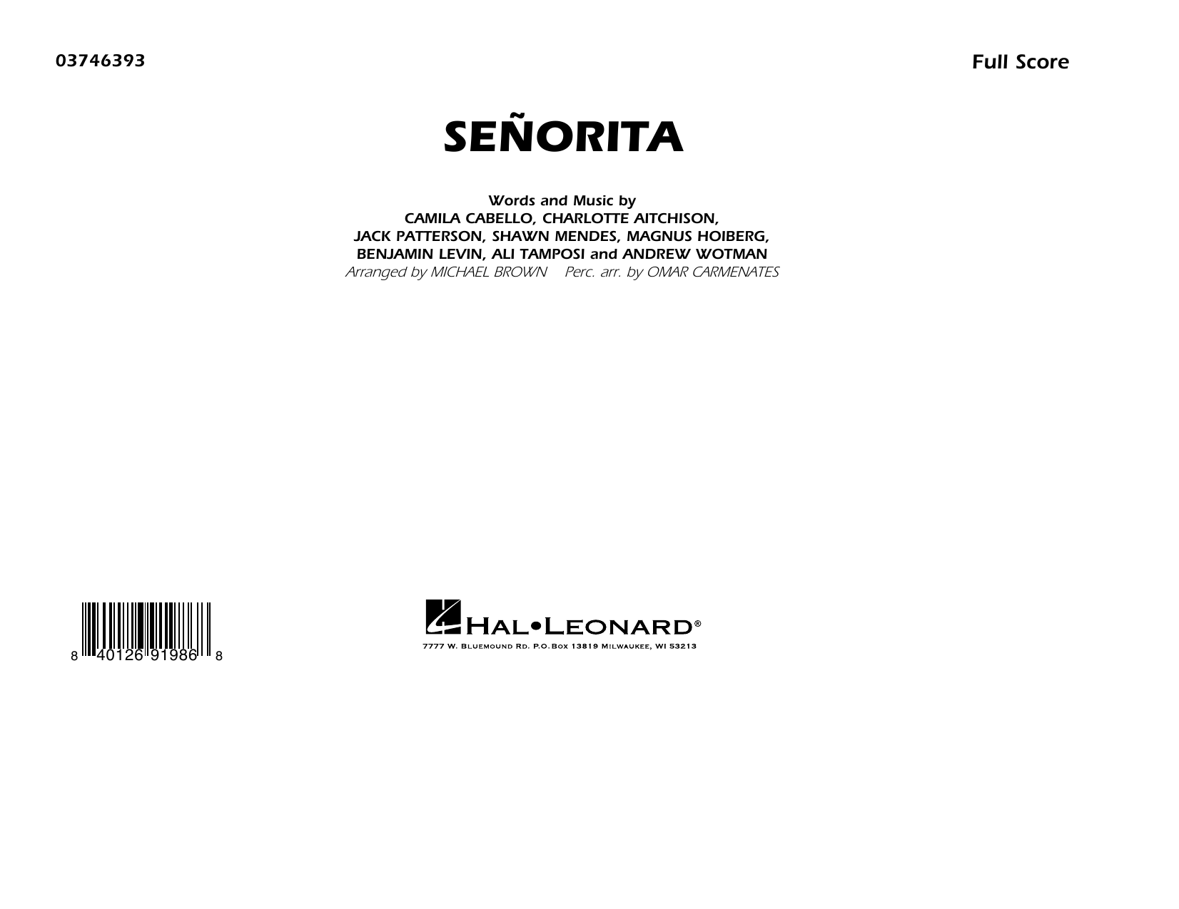 Product picture to: Señorita (arr. Carmenates and Brown) - Conductor Score (Full Score)