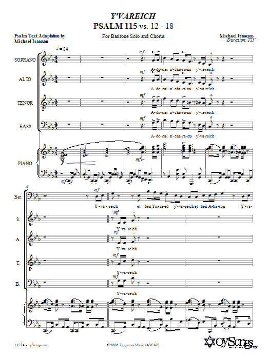 Product gallery: Page 1 of 1 Y'vareich (Psalm 115), Michael Isaacson