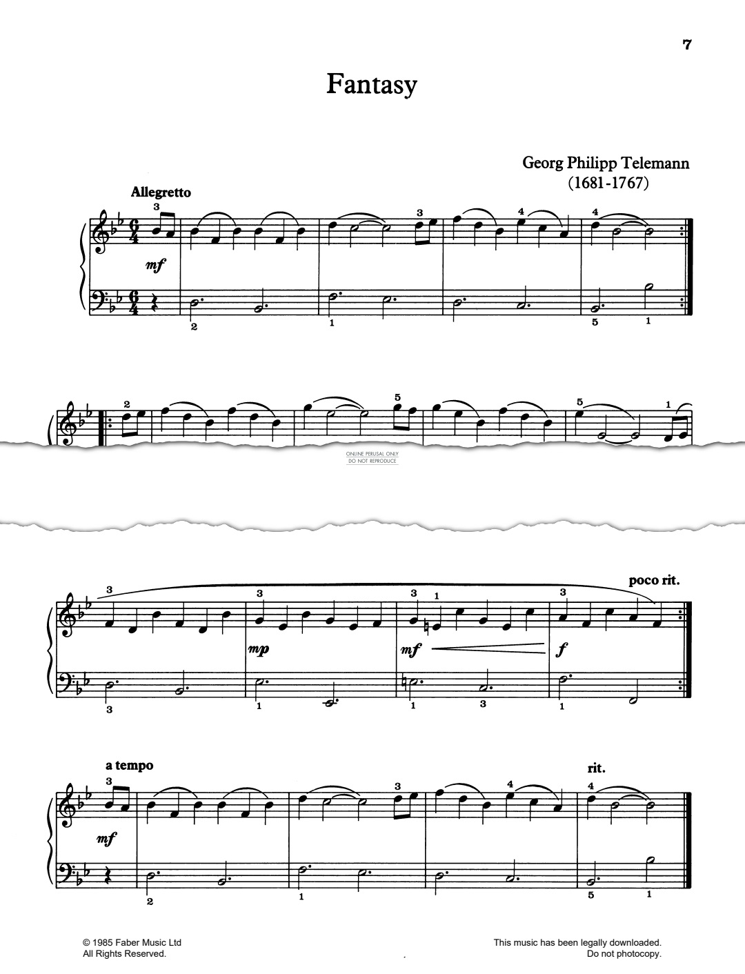 Produktgalerie: Seite 1 von 1 Fantasy, Georg Philipp Telemann, Klavier