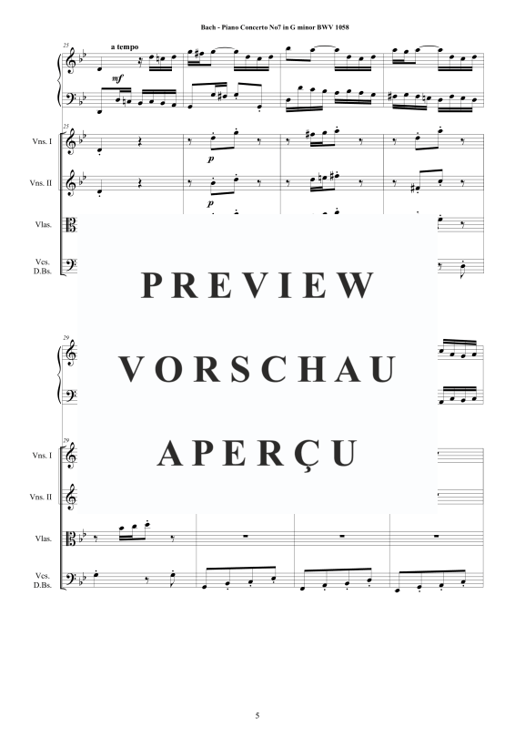 Produktgalerie: Seite 6 von 11 Klavierkonzert Nr. 7 g-Moll BWV 1058, , Klavier und Streichorchester