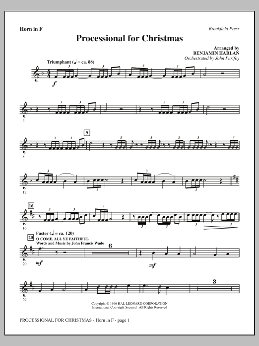 Produktbild zu: Processional For Christmas - F Horn