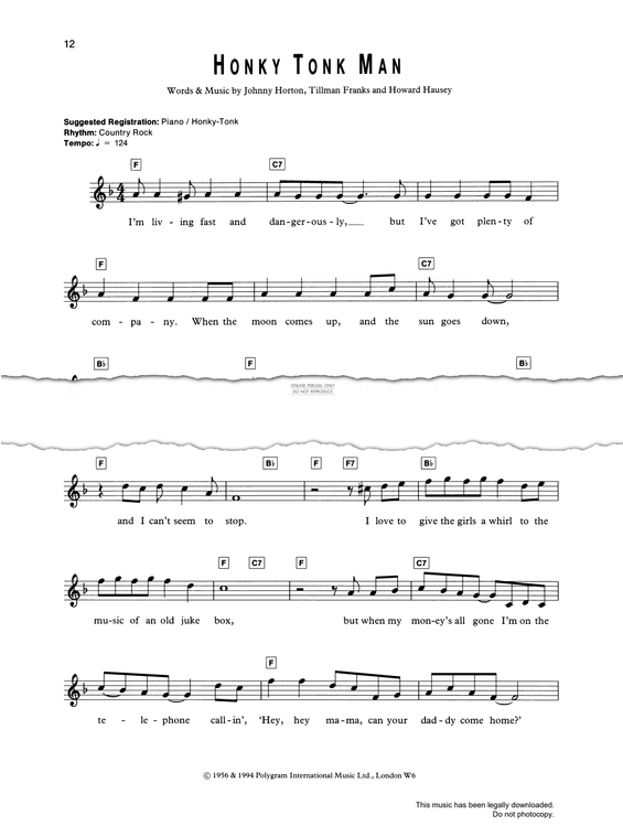 Produktgalerie: Seite 1 von 1 Honky Tonk Man, Johnny Horton, Gesang, Gitarre, Keyboard