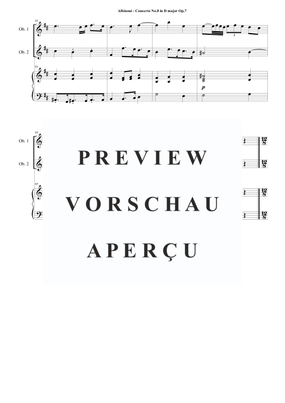 Product gallery: Page 11 of 11 Oboe Concerto No.8 in D-Dur Op.7, , 2 Oboes and Piano/Harpsichord