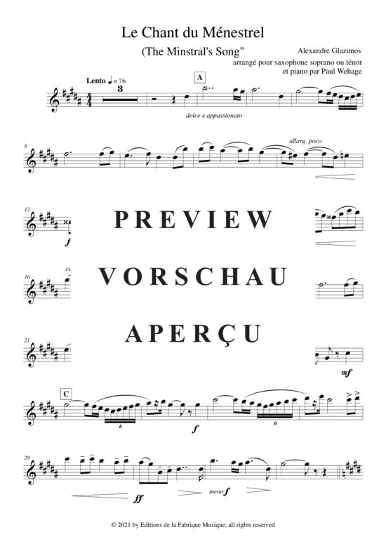 Product gallery: Page 11 of 12 Le Chant du Ménestrel, Opus 71 , , (soprano/tenor saxophone + piano)