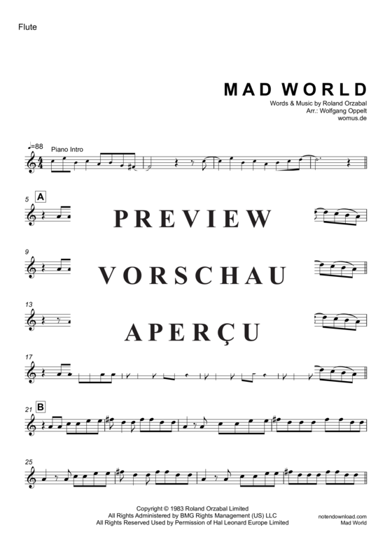 Product gallery: Page 6 of 8 Mad World, Andrews, Michael & Jules, Gary, Flute and Piano, Cello optional 