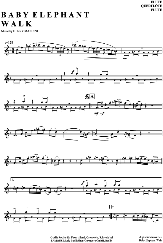 Product picture to: Baby Elephant Walk Henry Mancini (mit ausnotierten Soli)