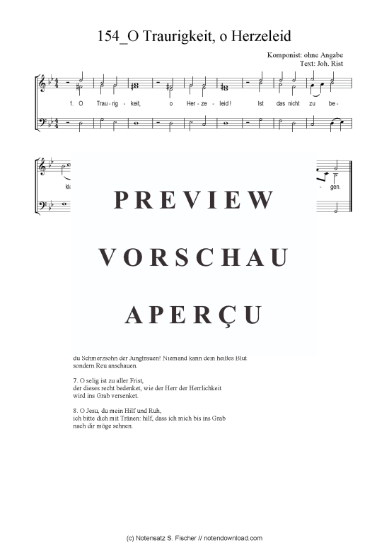 Produktbild zu: O Traurigkeit, o Herzeleid ohne Angabe / Joh. Rist