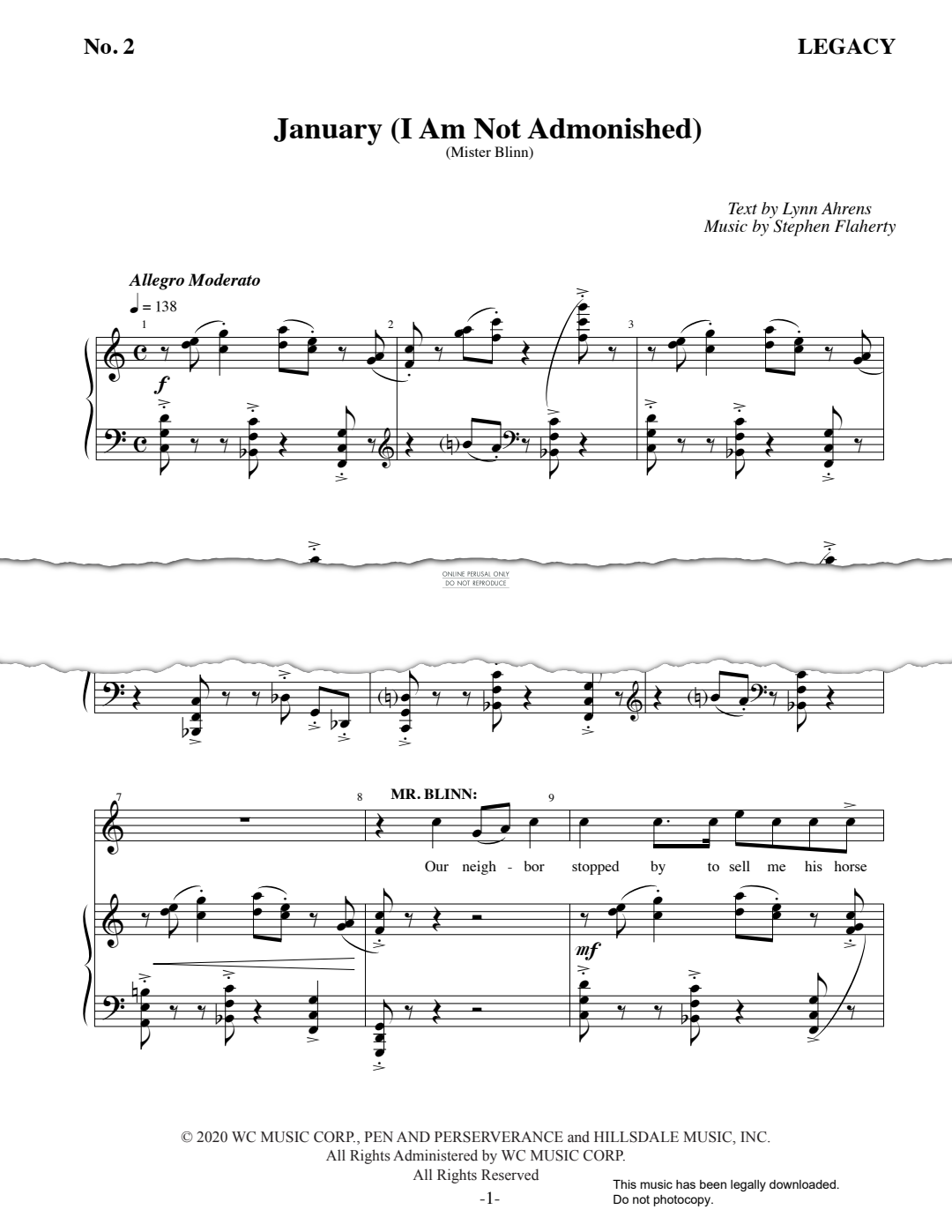 Produktgalerie: Seite 1 von 1 January (I Am Not Admonished) (from 'Legacy'), Stephen Flaherty, Gesang, Klavier