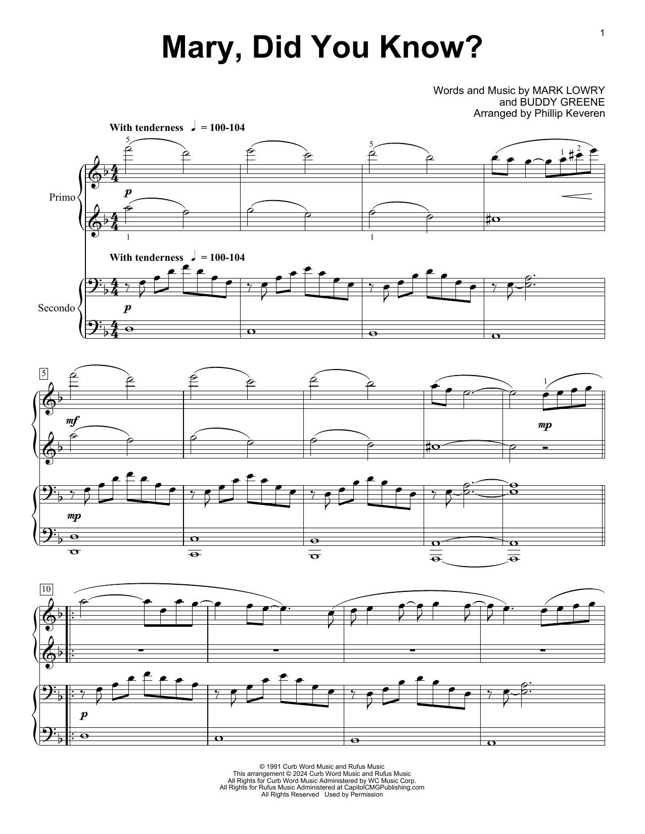 Product picture to: Mary, Did You Know? (arr. Phillip Keveren)
