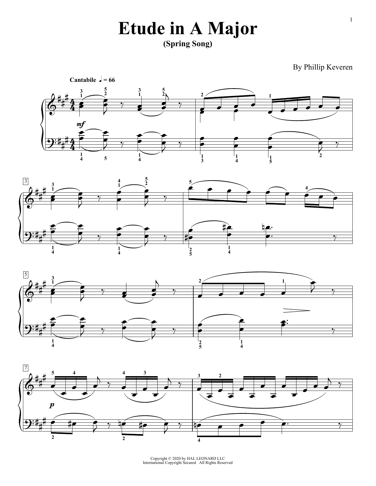 Product gallery: Page 1 of 1 Etude In A Major (Spring Song), Phillip Keveren