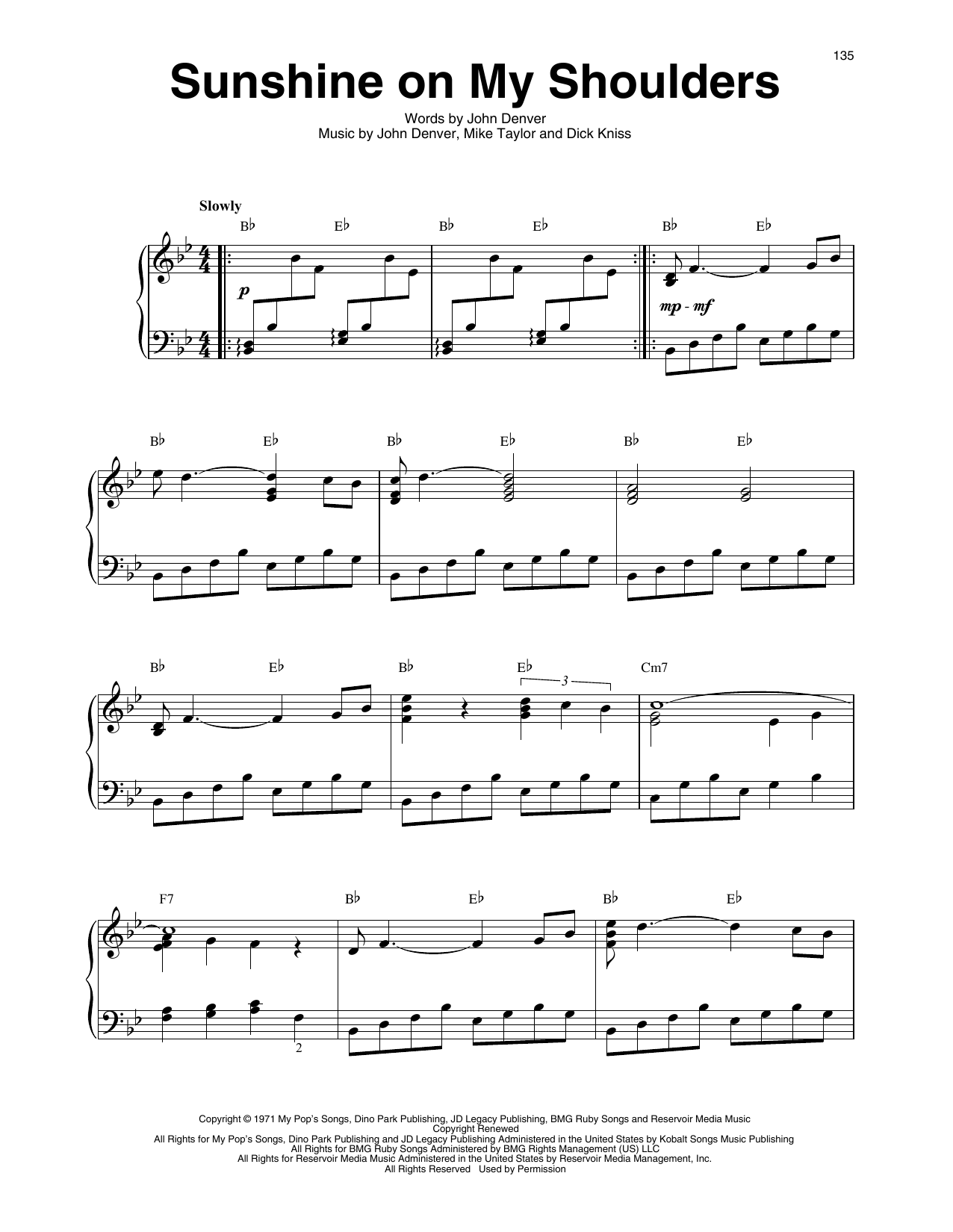 Produktgalerie: Seite 1 von 1 Sunshine On My Shoulders, John Denver, Harfe