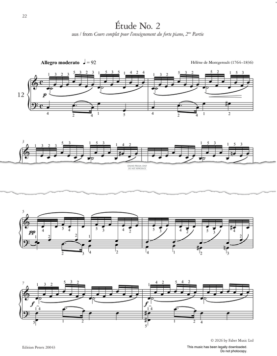 Produktgalerie: Seite 1 von 1 Étude No. 2, Hélène de Montgeroult, Klavier