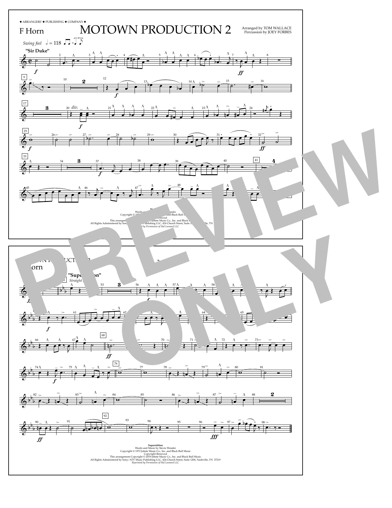 Produktbild zu: Motown Production 2 (arr. Tom Wallace) - F Horn