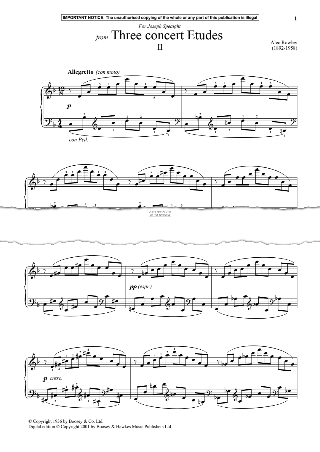 Produktgalerie: Seite 1 von 1 II from Three Concert Etudes, Alec Rowley, Klavier
