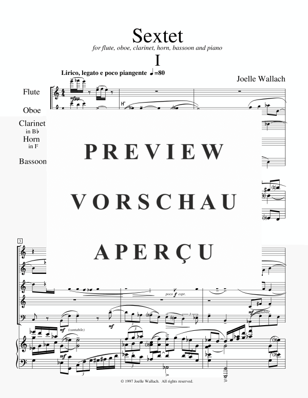 Produktgalerie: Seite 5 von 11 Sextet, , (Holzbläser Quintett und Klavier)