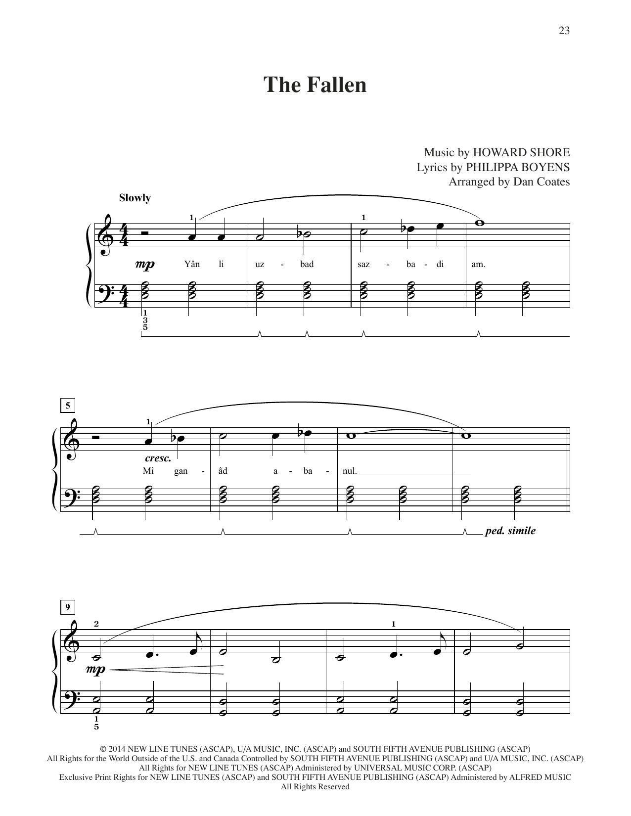 Produktbild zu: The Fallen (from The Hobbit: The Battle of the Five Armies) (arr. Dan Coates)