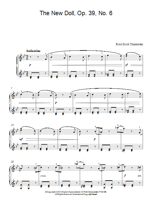 Product gallery: Page 1 of 1 The New Doll, Op. 39, No. 6 (from Album For The Young), Pyotr Il'yich Tchaikovsky