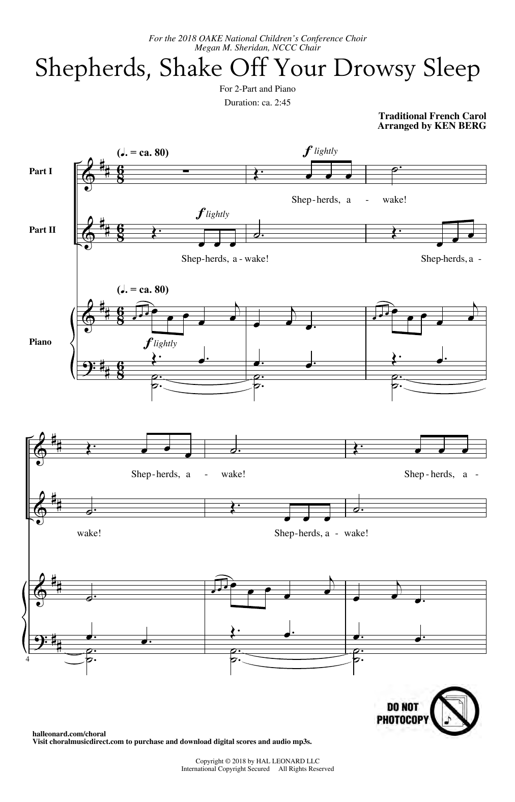Product picture to: Shepherds, Shake Off Your Drowsy Sleep (arr. Ken Berg)