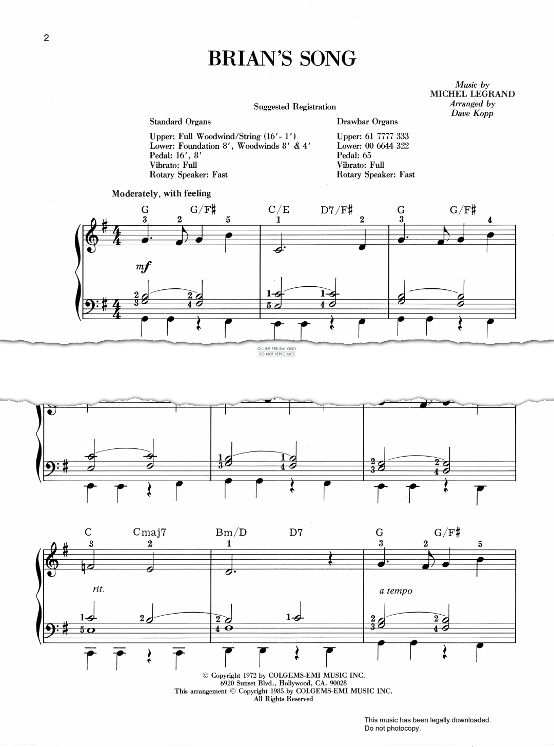 Product gallery: Page 1 of 1 Brian's Song, Michel Legrand