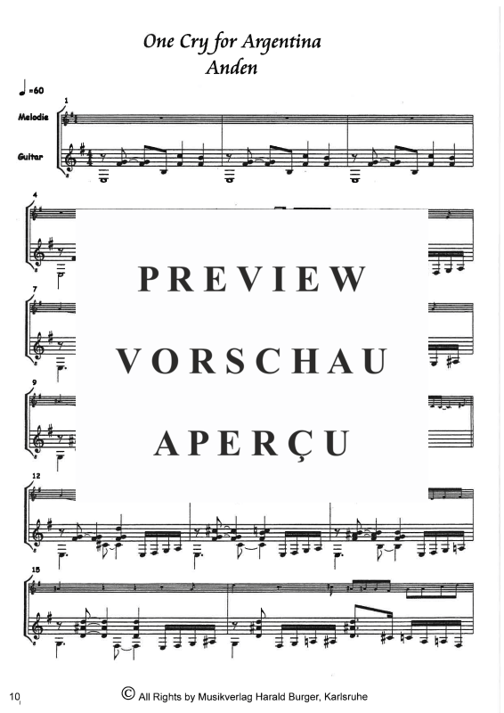 gallery: One Cry For Argentina - Suite für Melodieinstrument & Gitarre, , A-Klarinette und Gitarre - Partitur