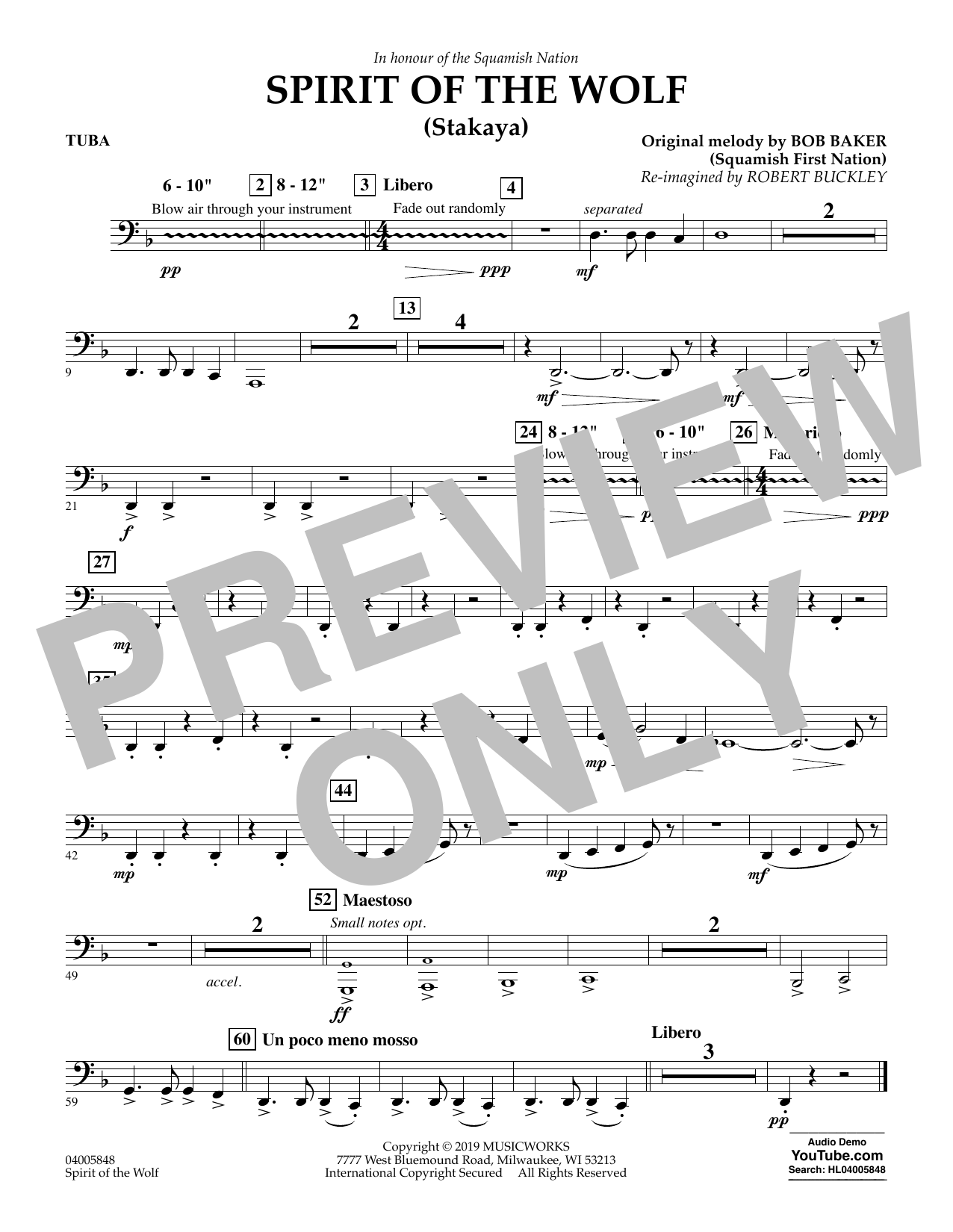Product picture to: Spirit of the Wolf (Stakaya) - Tuba